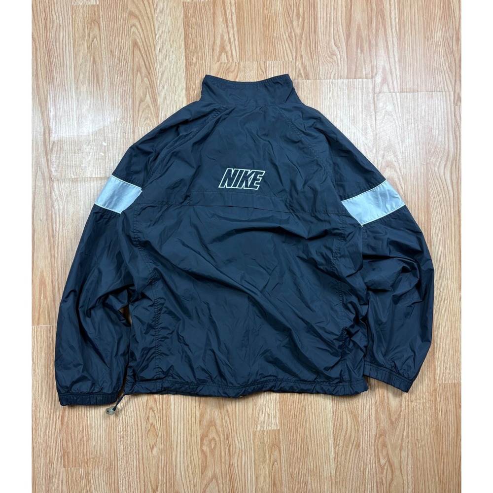 Vintage Nike Windbreaker Jacket Navy Blue Grey Full Zip Embroidered
